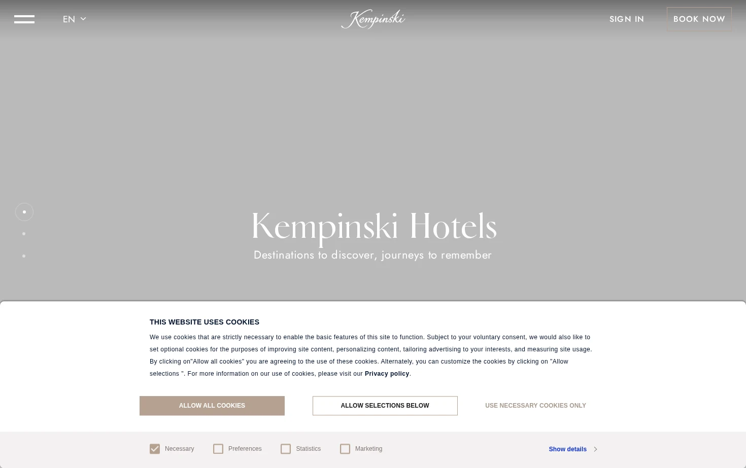 Kempinski Hotels 页面快照